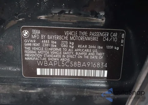 2011 BMW 335I xDrive z USA, uszkodzony, nr VIN WBAPL5C58BA916834